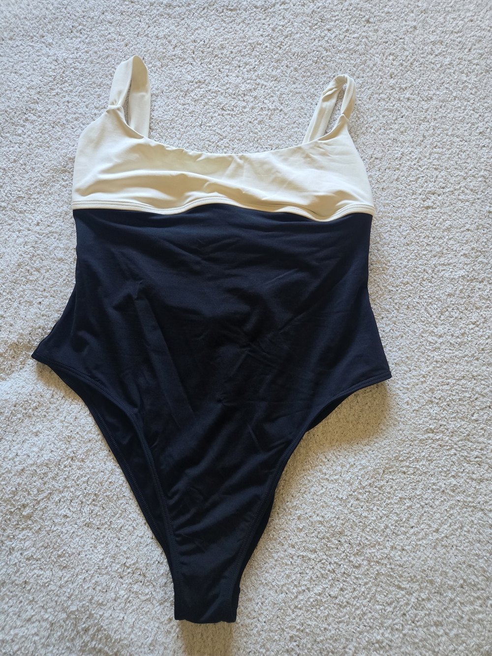 l*space Two-Tone Black and Cream One-Piece Swimsuit